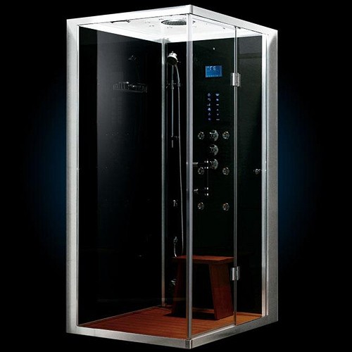 Larger image of Hydra Steam Shower Enclosure For Wetrooms (Oak, Right Hand). 1200x900