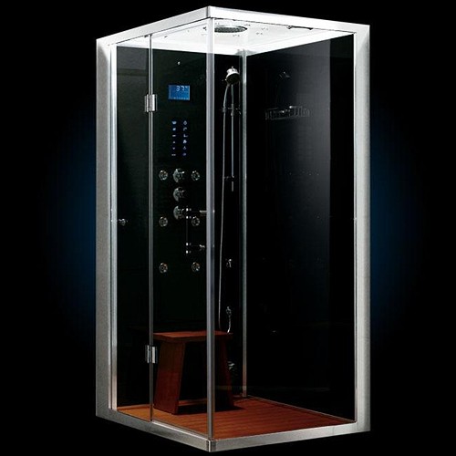 Larger image of Hydra Steam Shower Enclosure For Wetrooms (Oak, Left Hand). 1500x1000