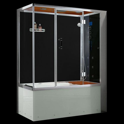 Larger image of Hydra Steam Shower Bath With Enclosure & Jets (Right Handed). 1650x850.
