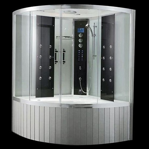 Larger image of Hydra Corner Steam Shower Bath With Enclosure. 1350x1350.