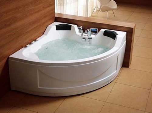 Example image of Hydra Corner Whirlpool Bath With Bath Panel & Head Rests. 1500x1500.