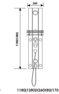 Technical image of Hydra Pro Winnipeg 4 Jet Shower Panel.