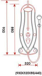 Technical image of Hydra Pro Surf 4 Jet Shower Panel.