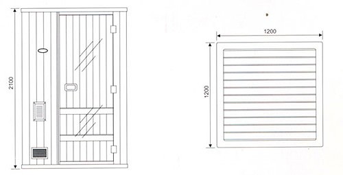 Technical image of Hydra Pro Sauna cabin 1200x1200mm.