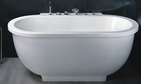 Larger image of Hydra Pro Freestanding Back to Wall Whirlpool Bath. 1800x950mm.