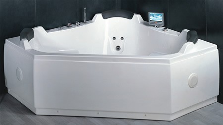 Larger image of Hydra Pro Whirlpool Bath for 3 People with TV. 1700x1700mm.