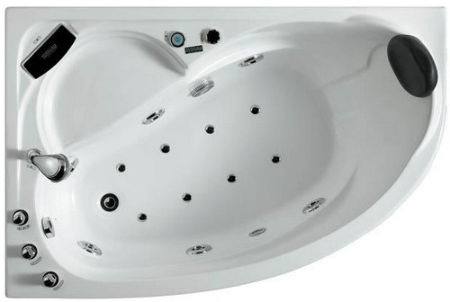 Example image of Hydra Corner Whirlpool Bath With Bath Panel. 1500x1000 (Left Handed).