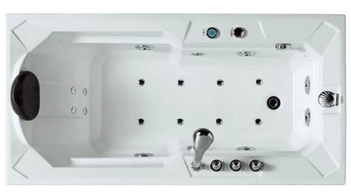 Example image of Hydra Corner whirlpool Bath With Bath Panels. 1600x800 (Left Handed).
