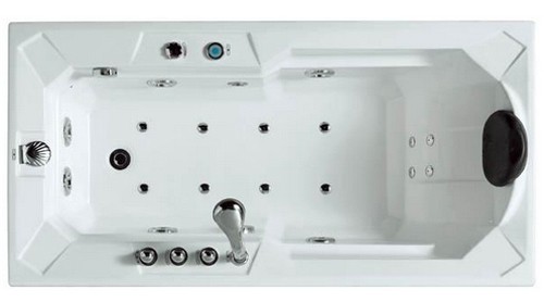 Example image of Hydra Corner whirlpool Bath With Bath Panels. 1600x800 (Right Handed).