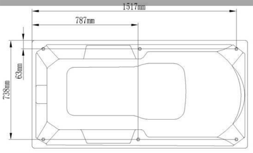 Technical image of Hydra Corner whirlpool Bath With Bath Panels. 1600x800 (Right Handed).