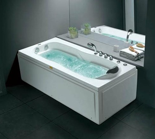 Example image of Hydra Corner whirlpool Bath With Bath Panels. 1710x830 (Left Handed).