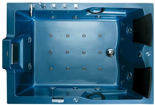 Example image of Hydra Large Sunken Whirlpool Bath With TV (White). 1800x1200mm.
