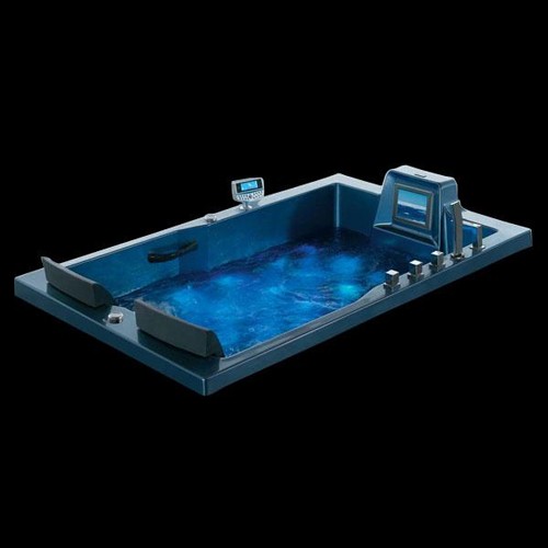 Example image of Hydra Large Sunken Whirlpool Bath With TV (White). 1800x1200mm.