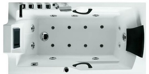 Example image of Hydra Rectangular Sunken Whirlpool Bath With TV (White). 1700x850mm.