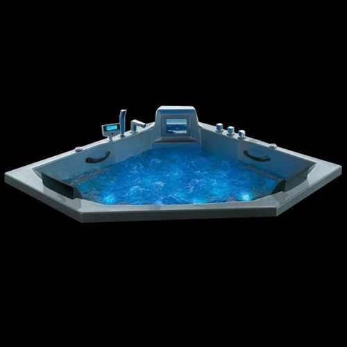 Larger image of Hydra Large Corner Sunken Whirlpool Bath With TV. 1700x1700mm.