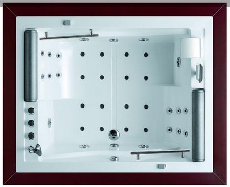 Example image of Hydra Large Freestanding Whirlpool Bath With Head Rests. 2100x1700mm.