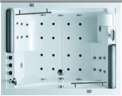 Example image of Hydra Large Sunken Whirlpool Bath With Head Rests. 1900x1500mm.