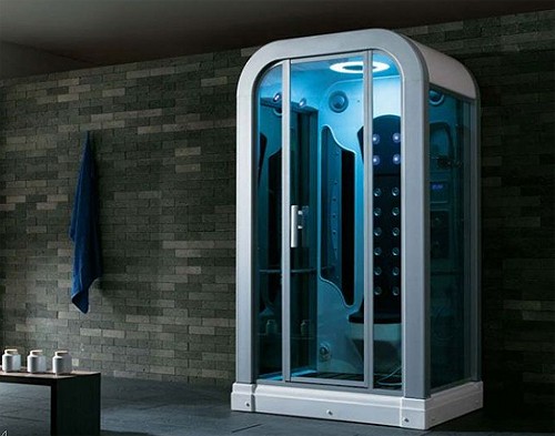 Example image of Hydra Rectangular Steam Shower Pod With Therapy Lighting. 1270x900mm.