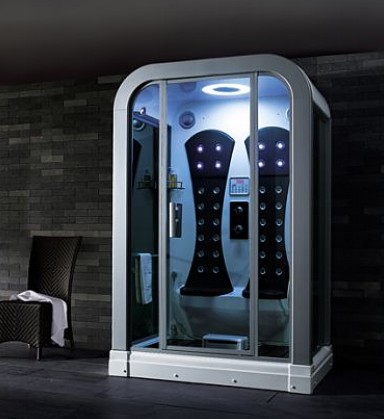 Example image of Hydra Rectangular Steam Shower Pod With Therapy Lighting. 1450x900mm.