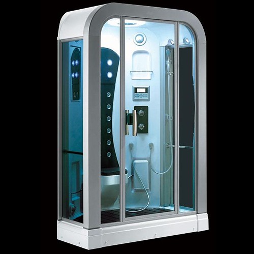 Larger image of Hydra Corner Steam Shower Pod With Therapy Lighting. 1450x920mm.