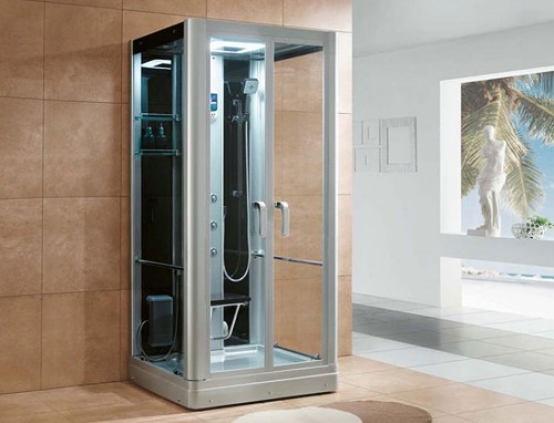 Example image of Hydra Square Steam Shower Pod With Therapy Lighting. 1000x1000mm.