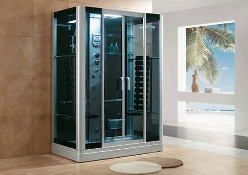 Example image of Hydra Rectangular Steam Shower Pod With Therapy Lighting. 1600x900mm.