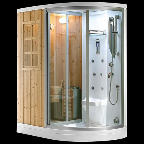 Larger image of Hydra Steam Shower & Sauna Cubicle (Left Handed). 1600x980mm.