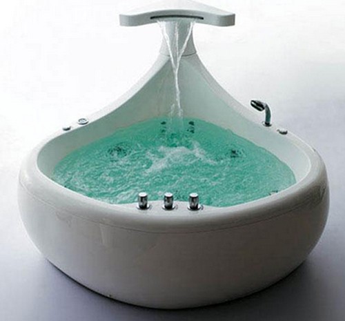 Larger image of Hydra Whale Corner Whirlpool Bath With Waterfall Shower. 1500x1500mm.