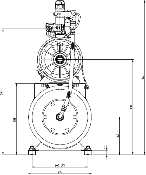 Technical image of Stuart Turner Pressure Set Single Flow Pump With Tank (+/- Head. 3.2 Bar).