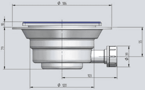 Technical image of Techflow Shower Waste Pump & Tiled Floor Gully Kit.