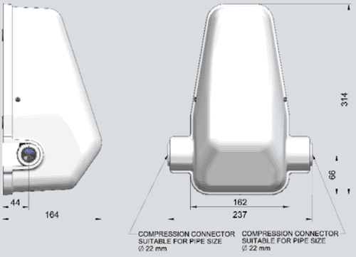 Technical image of Techflow Shower Waste Pump & Tiled Floor Gully Kit.