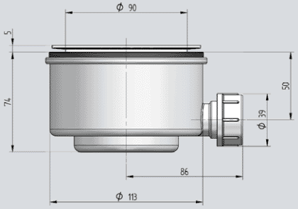 Technical image of Techflow Shower Waste Pump & 90mm Shower Tray Gully Kit.