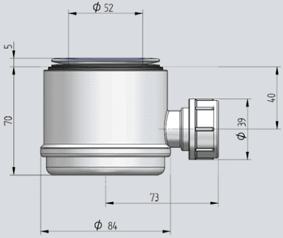 Technical image of Techflow Shower Waste Pump & 52mm Shower Tray Gully Kit.