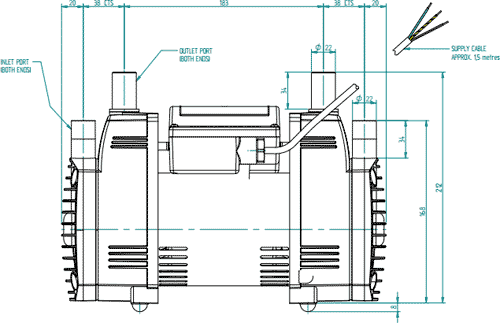 Technical image of Techflow Twin Flow Centrifugal Pump (Positive Head. 2.3 Bar).