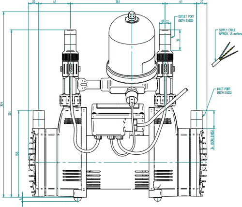 Technical image of Techflow Twin Flow Centrifugal Pump (Negative & Positive Head. 2.3 Bar).