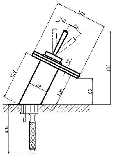 Technical image of Hydra Square Waterfall Basin Mixer Tap With Round Column.