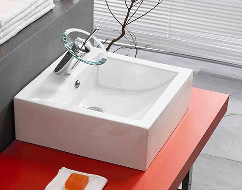 Example image of Aqua1 Glass Waterfall Basin Mixer Tap with Free push button waste