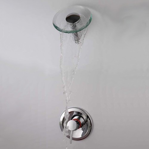 Larger image of Aqua1 Shower Valve And Glass Waterfall Shower Head.