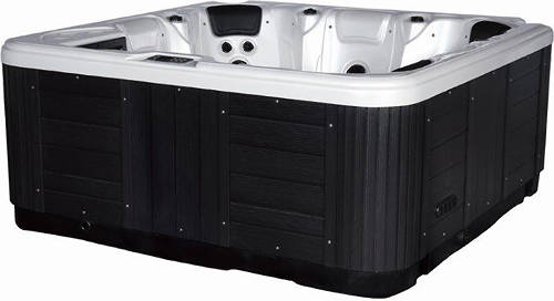 Larger image of Hot Tub White Hydro Hot Tub (Black Cabinet & Grey Cover).