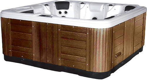 Larger image of Hot Tub White Hydro Hot Tub (Chocolate Cabinet & Grey Cover).