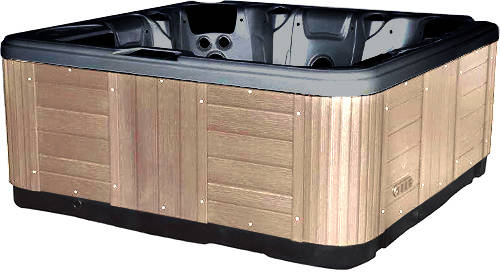 Larger image of Hot Tub Midnight Hydro Hot Tub (Light Yellow Cabinet & Grey Cover).