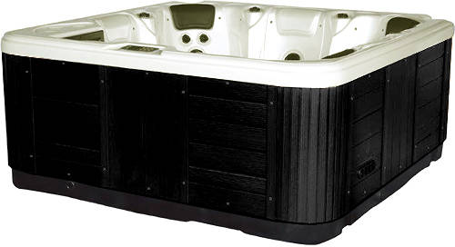 Larger image of Hot Tub Pearlescent Hydro Hot Tub (Black Cabinet & Yellow Cover).