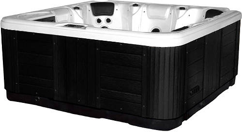 Larger image of Hot Tub Silver Hydro Hot Tub (Black Cabinet & Yellow Cover).
