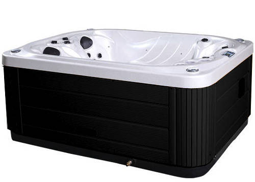 Larger image of Hot Tub White Mercury Hot Tub (Black Cabinet & Gray Cover).