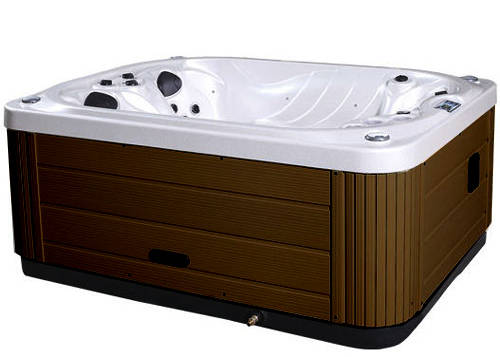 Larger image of Hot Tub White Mercury Hot Tub (Chocolate Cabinet & Brown Cover).