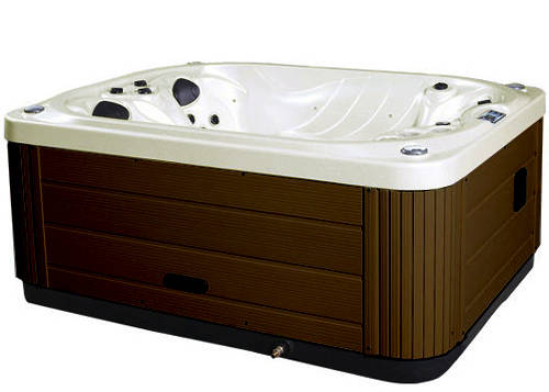 Larger image of Hot Tub Pearl Mercury Hot Tub (Chocolate Cabinet & Yellow Cover).