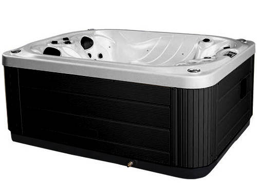 Larger image of Hot Tub Silver Mercury Hot Tub (Black Cabinet & Yellow Cover).