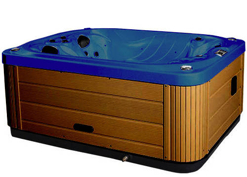 Larger image of Hot Tub Blue Mercury Hot Tub (Chocolate Cabinet & Yellow Cover).