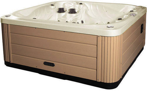 Larger image of Hot Tub Pearl Neptune Hot Tub (Light Yellow Cabinet & Brown Cover).