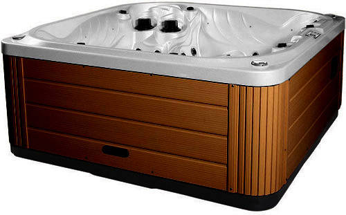 Larger image of Hot Tub Silver Neptune Hot Tub (Chocolate Cabinet & Yellow Cover).
